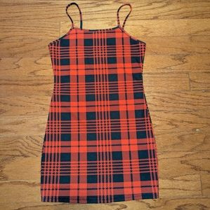 Shein - red and black plaid mini dress - medium - bodycon / form fitting